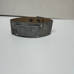 Silver faux leather cuff bracelet